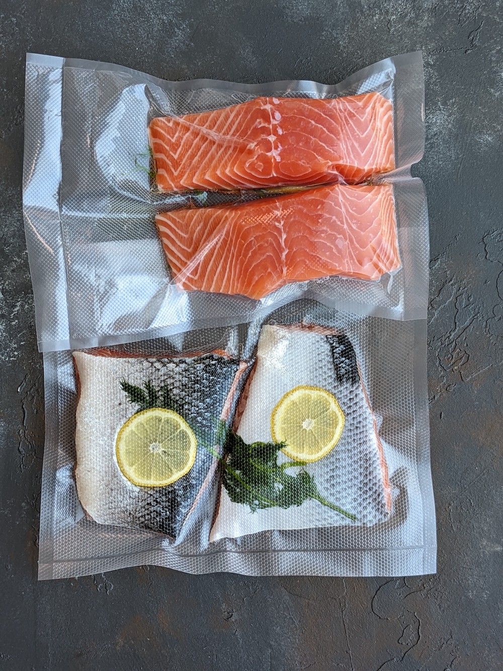 Salmon in sous vide bags