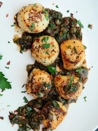 Sous Vide Scallops with Brown Butter and Caper Sauce