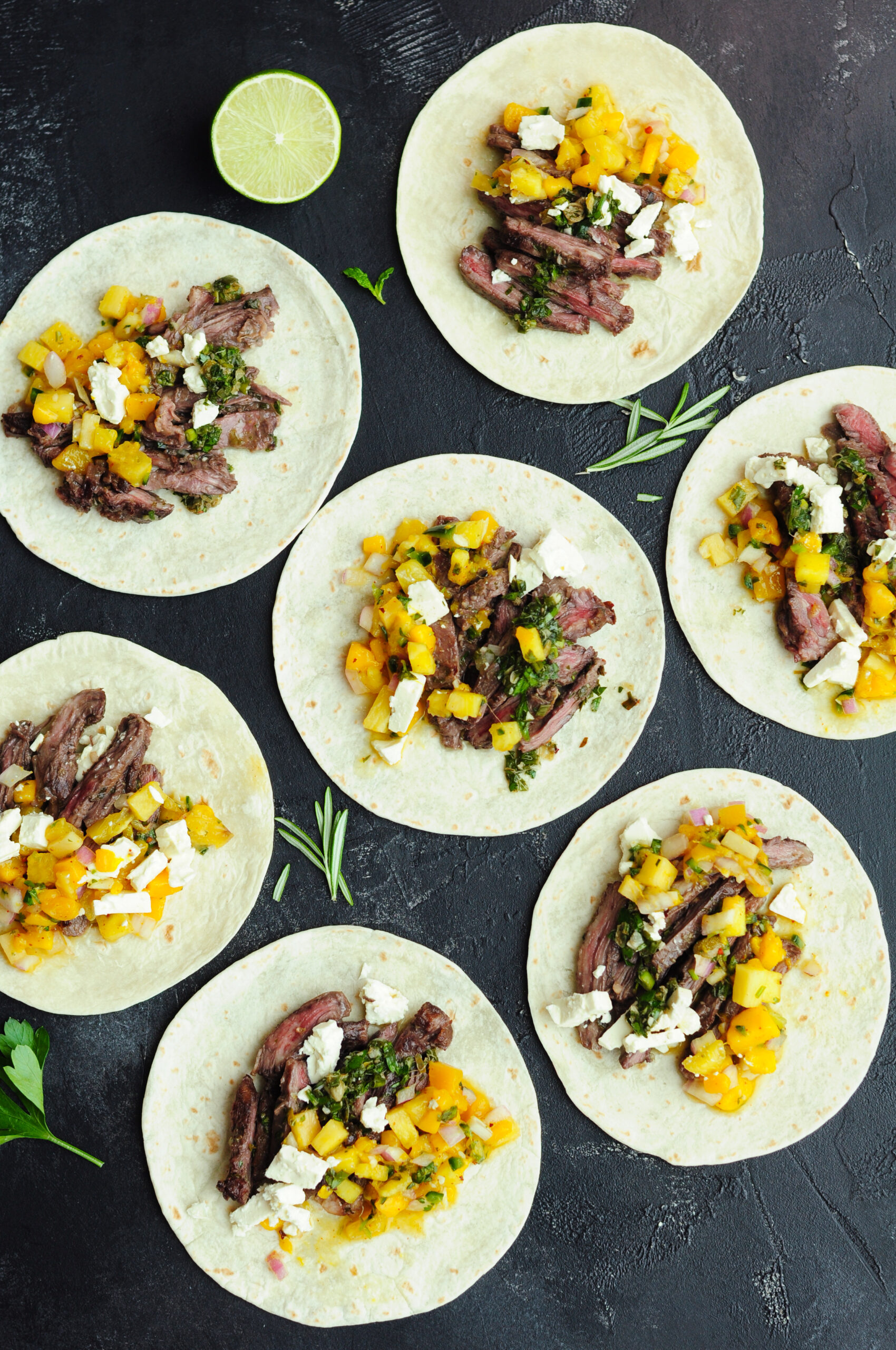 Sous vide skirt steak tacos