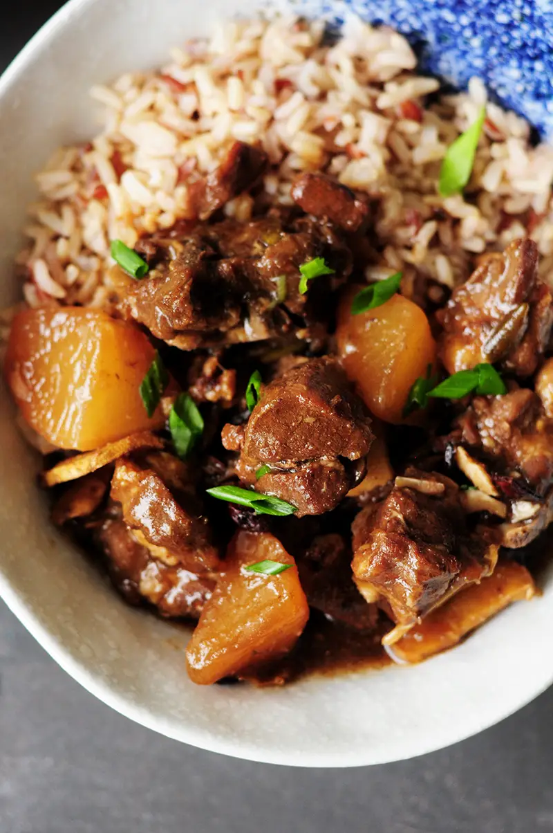 Winter comfort food done right: This spicy, Asian-inspired lamb stew is flavored with Asian sauces, Thai chilis, star anise to warm you up from the inside.