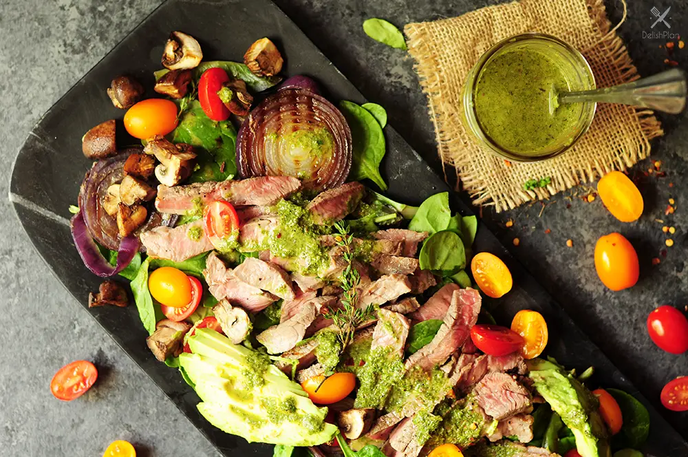 Make salad more exciting by adding succulent steak and chimichurri with this steak salad recipe. You’ll have a healthy and glorious meal in just 30 mins.