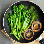 Pan-Steamed Broccolini with Portobello Mushrooms
