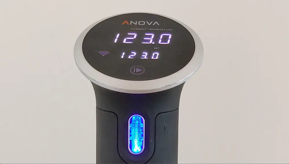 preheat sous vide bath to 123F using Anova precision cooker