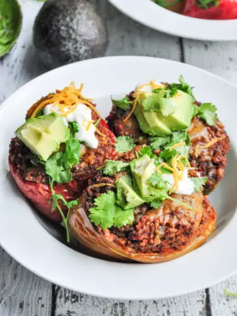 Taco Quinoa Black Bean Stuffed Peppers