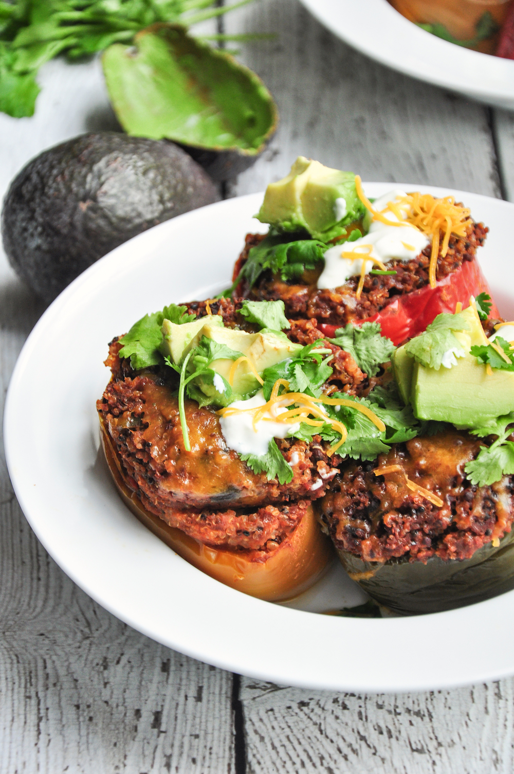 Taco Quinoa Black Bean Stuffed Peppers