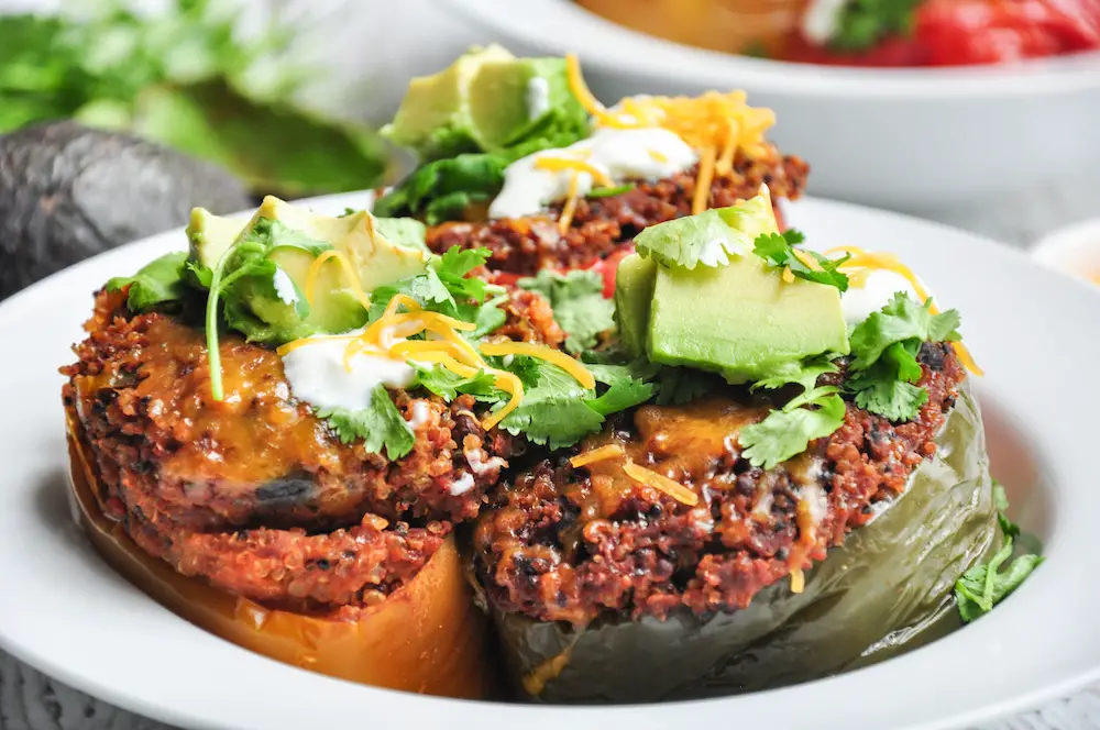 Taco Quinoa Black Bean Stuffed Peppers