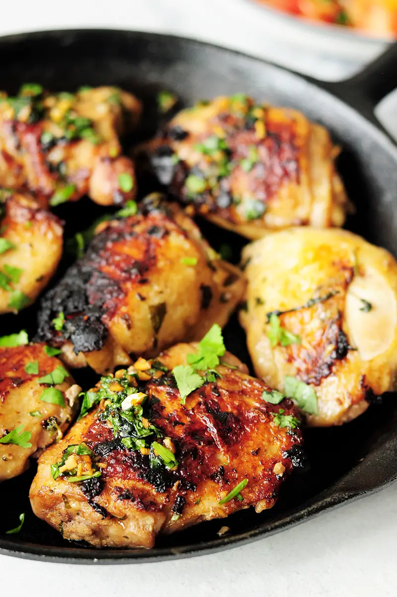 Thai night can be healthy, low carb and delicious with these Thai sous vide chicken thighs served over a bed of tasty tomato salad.