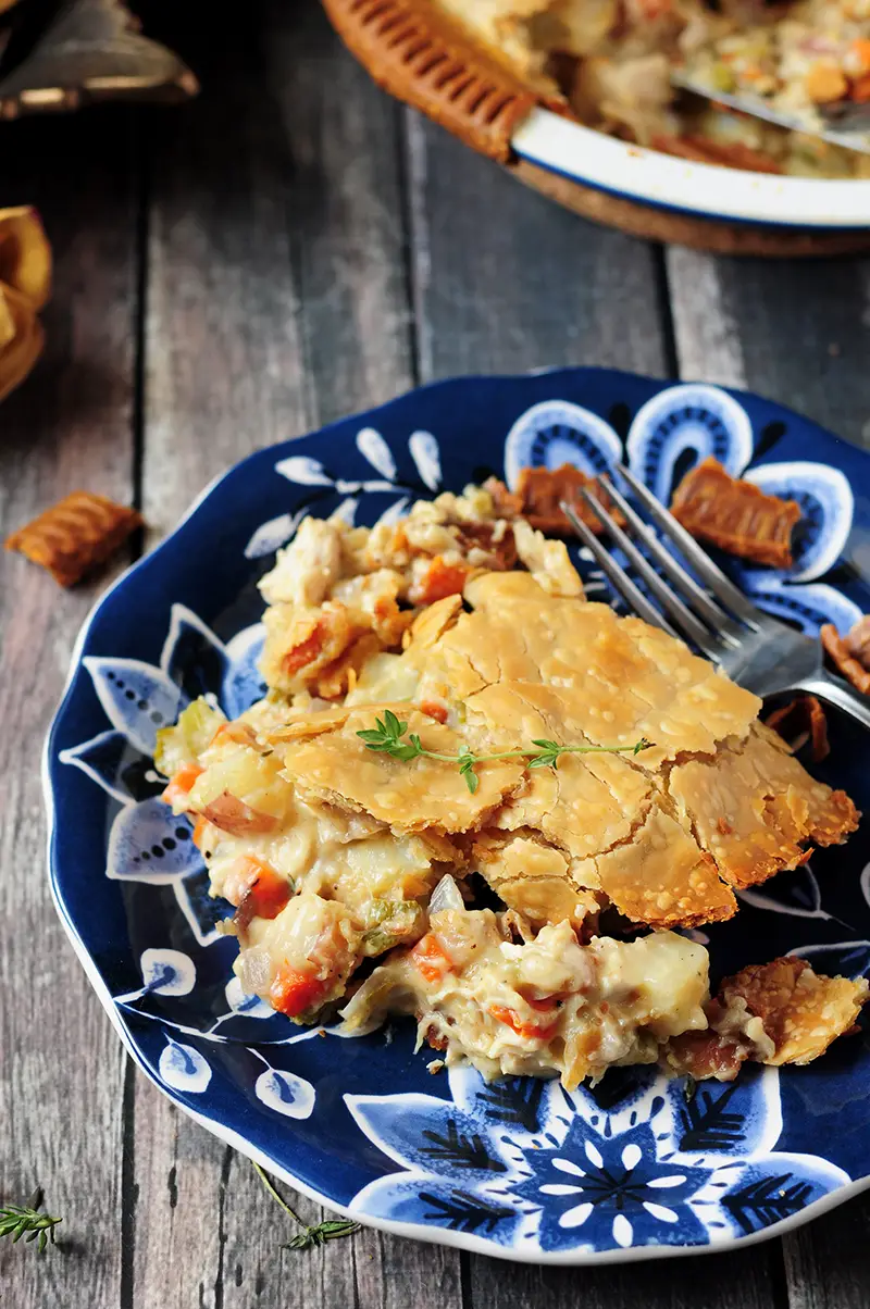 Made with simple ingredients, this turkey pot pie is a hearty dinner for your whole family. Prepare the filling the night before for an easy meal.