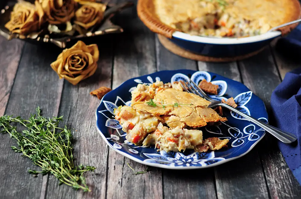 Made with simple ingredients, this turkey pot pie is a hearty dinner for your whole family. Prepare the filling the night before for an easy meal.