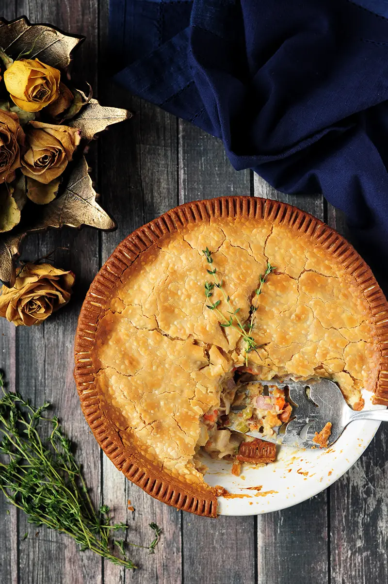 Made with simple ingredients, this turkey pot pie is a hearty dinner for your whole family. Prepare the filling the night before for an easy meal.