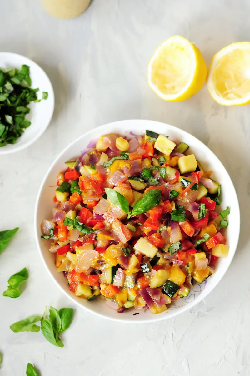 This vegetable mango relish is a great way to bring boring meals to life. It pairs perfectly with any protein dish or can be scooped up with tortilla chips. 
