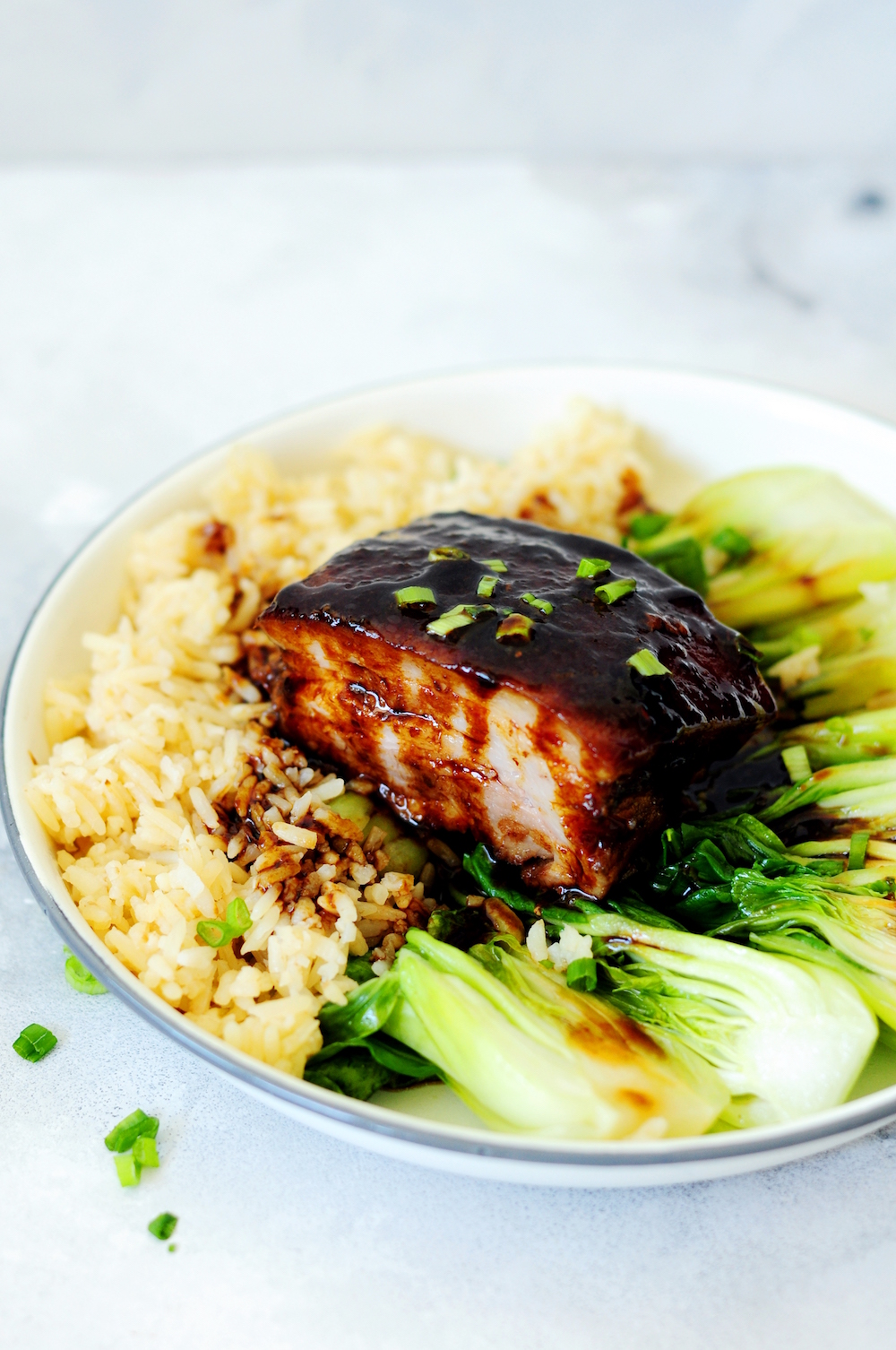 Red-Braised Sous Vide Pork Belly with Sauteed Bok Choy, a traditional classic Chinese recipe turned revolutionarily simple with the original melt-in-your-mouth texture and the authentic flavors!