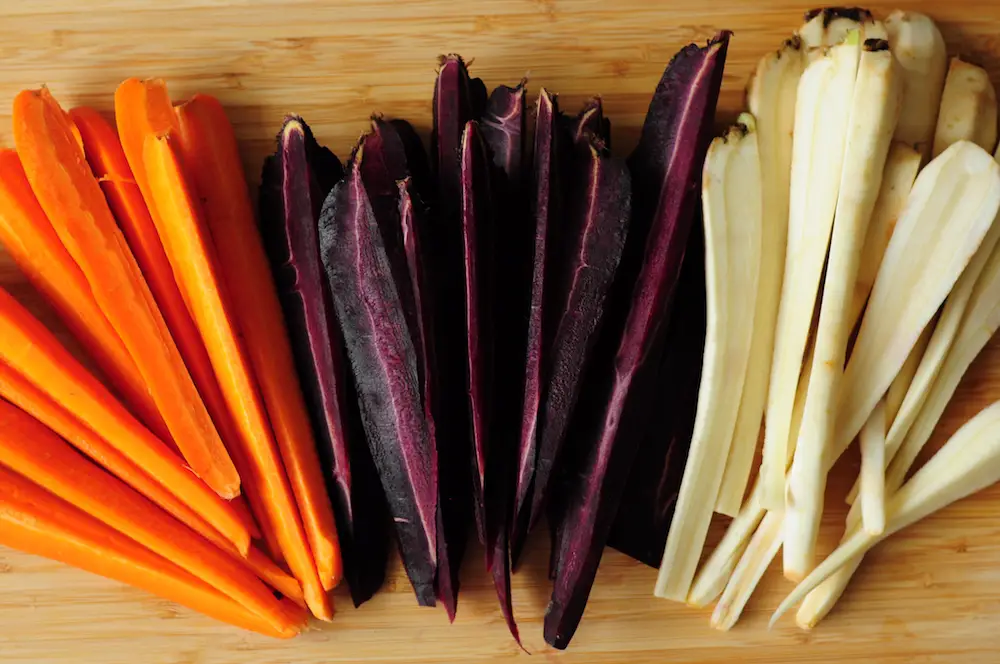 Cut carrots for sous vide