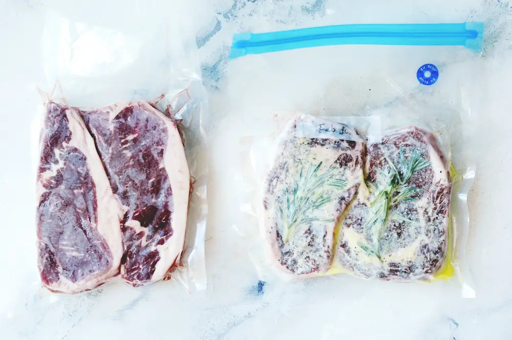 vacuum sealed frozen steak