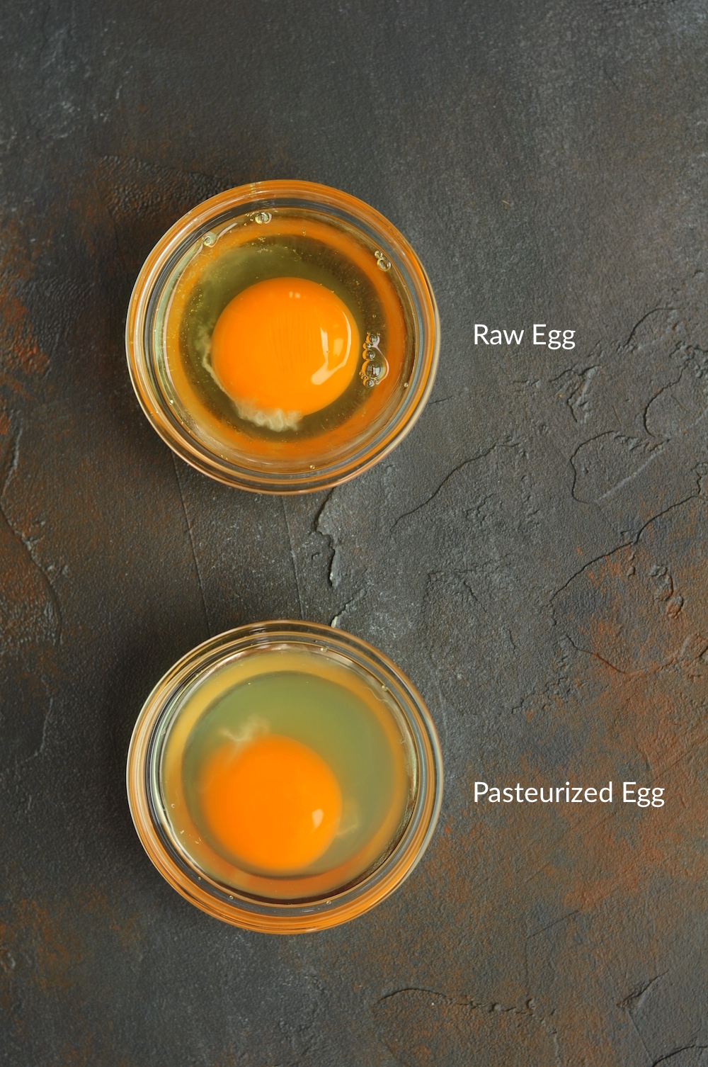 Raw egg and pasteurized egg white comparison