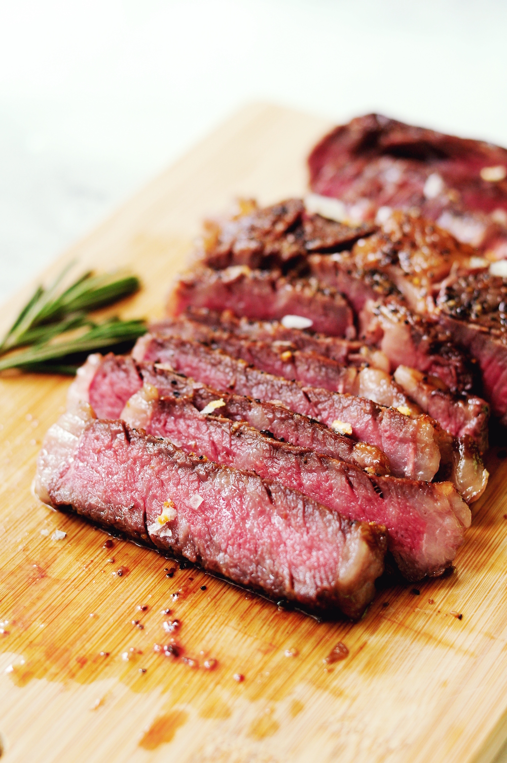 sous vide frozen steak - sliced